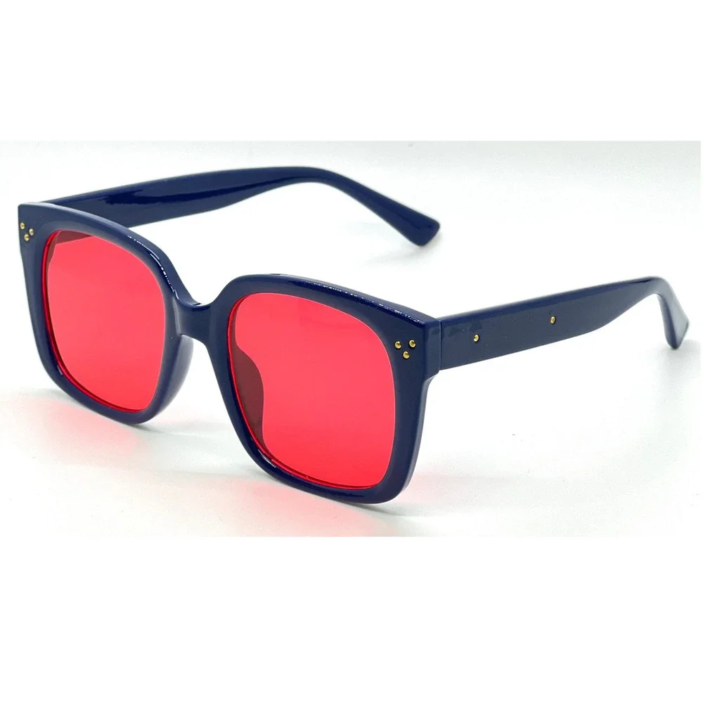 Square Sunglasses Red Lens Fashion Trendy Designer Sun Glasses Oversized Lentes